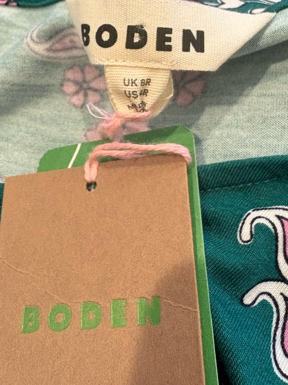 NWT BODEN Amelie Floral Jersey Dress Short Sleeve Green Size 4 - Picture 14 of 14
